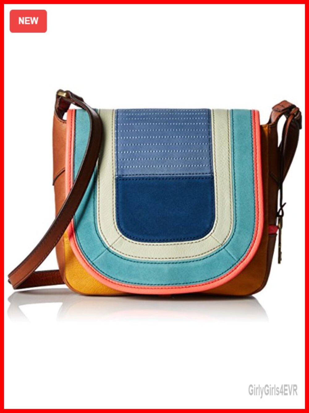 Leather Crossbody Saddle Bag Zip Slide Pockets
